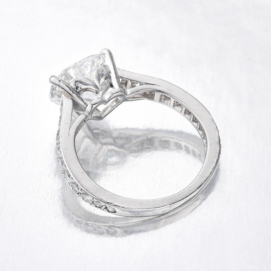 Cartier Platinum Engagement Ring 3.41 Carat Heart & Round Diamonds E VVS2 GIA