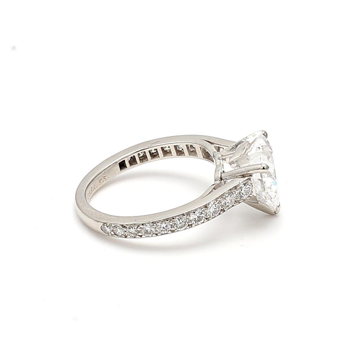 Cartier Platinum Engagement Ring 3.41 Carat Heart & Round Diamonds E VVS2 GIA