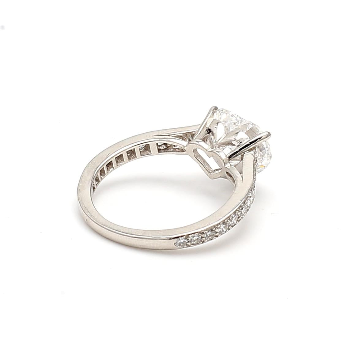 Cartier Platinum Engagement Ring 3.41 Carat Heart & Round Diamonds E VVS2 GIA