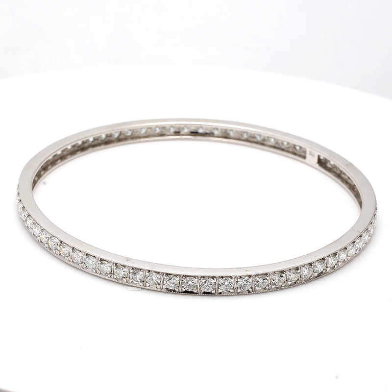 17.64 Carat Round Brilliant J SI2 Diamond Platinum Bangle Bracelet