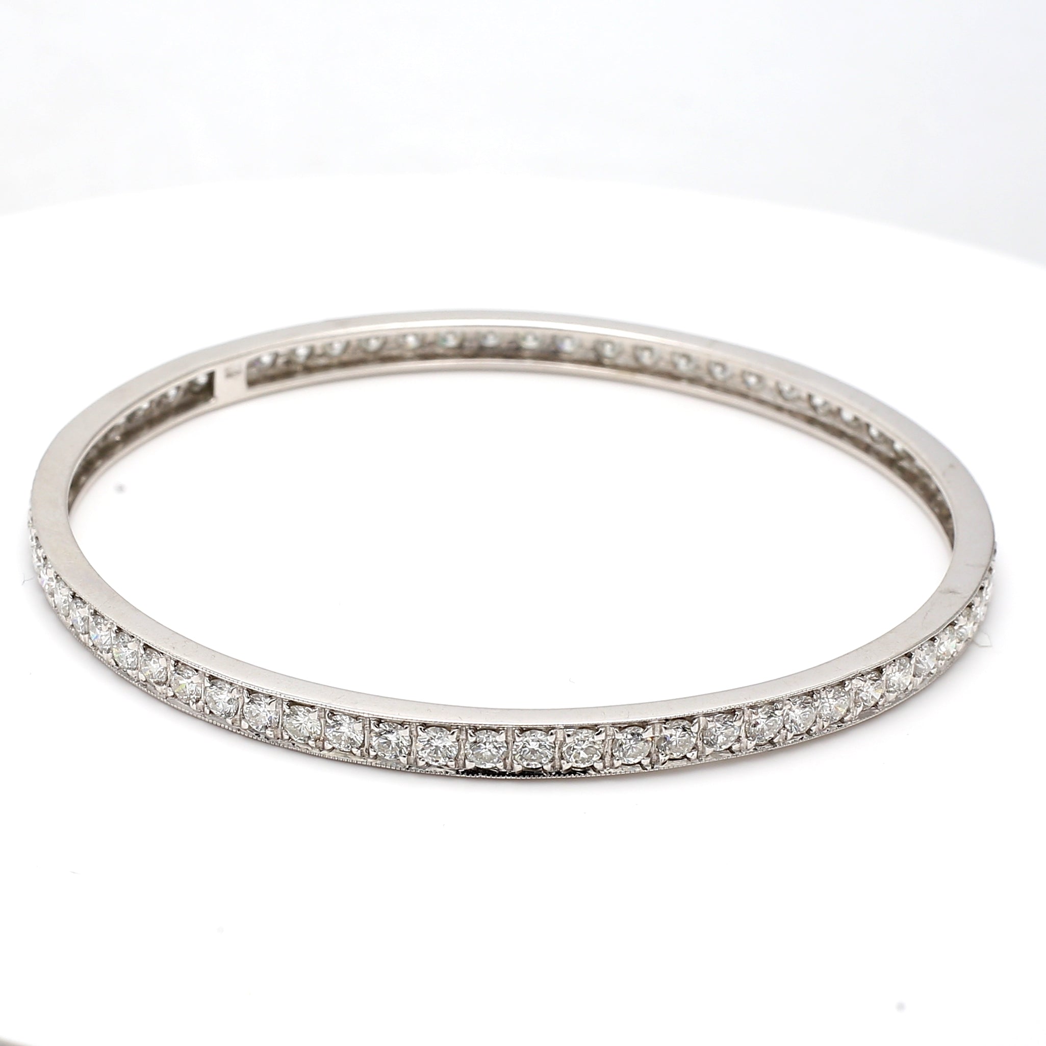 17.64 Carat Round Brilliant J SI2 Diamond Platinum Bangle Bracelet