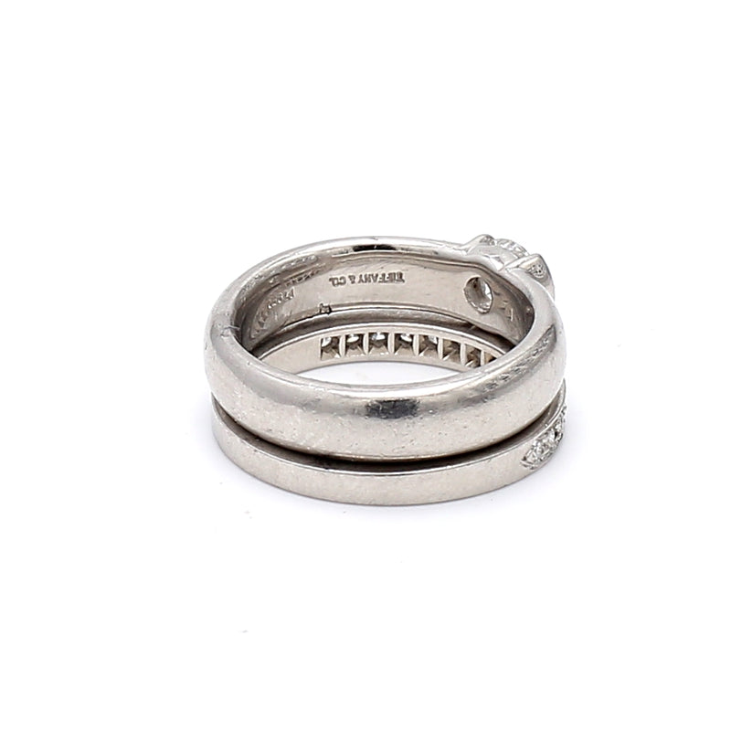 Tiffany and Co 0.90 Carat Round Brilliant F-VS1 Diamond White Platinum Wedding Ring