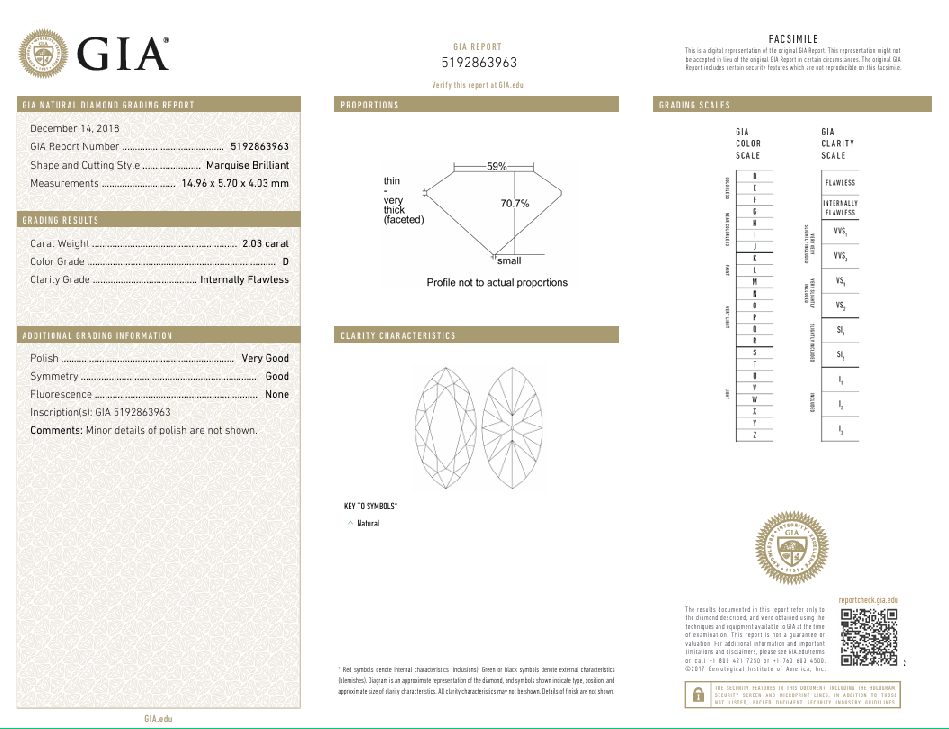 2.03 Carat Marquis Shape Natural Mined Diamond With GIA Certificate D-IF