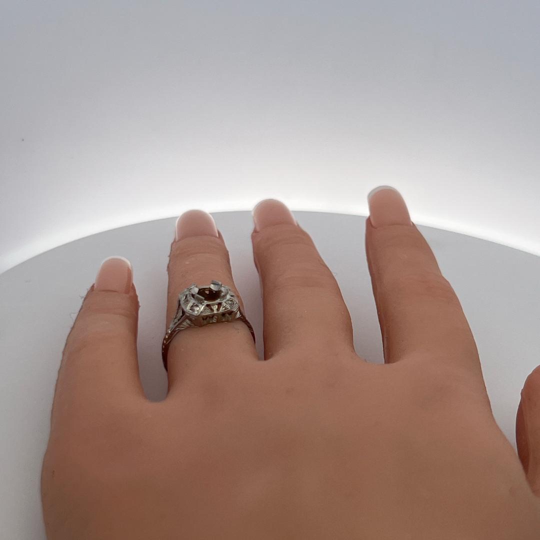 Antique Platinum Semi Mount Ring with 0.04 Carat Diamond Fits 6.27*6.4 MM 1.00ct