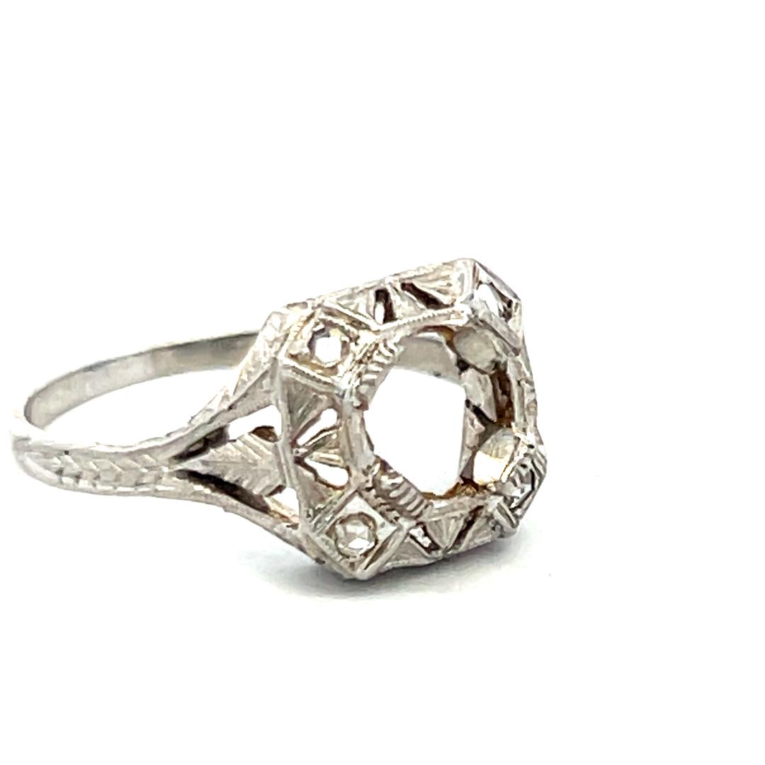 Antique Platinum Semi Mount Ring with 0.04 Carat Diamond Fits 6.27*6.4 MM 1.00ct