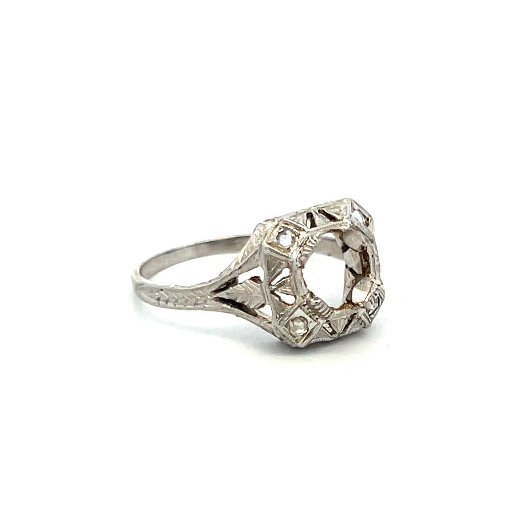 Antique Platinum Semi Mount Ring with 0.04 Carat Diamond Fits 6.27*6.4 MM 1.00ct