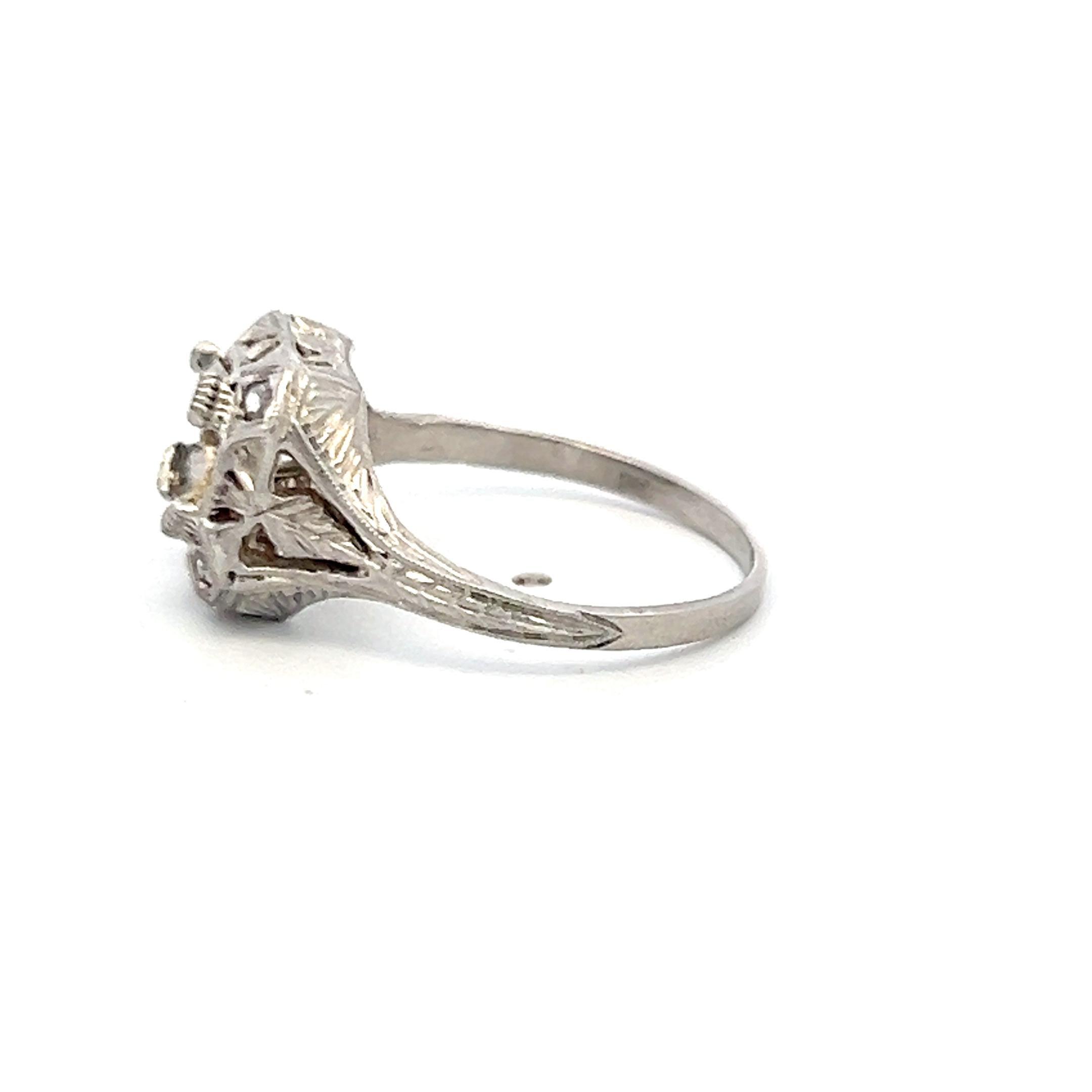 Antique Platinum Semi Mount Ring with 0.04 Carat Diamond Fits 6.27*6.4 MM 1.00ct