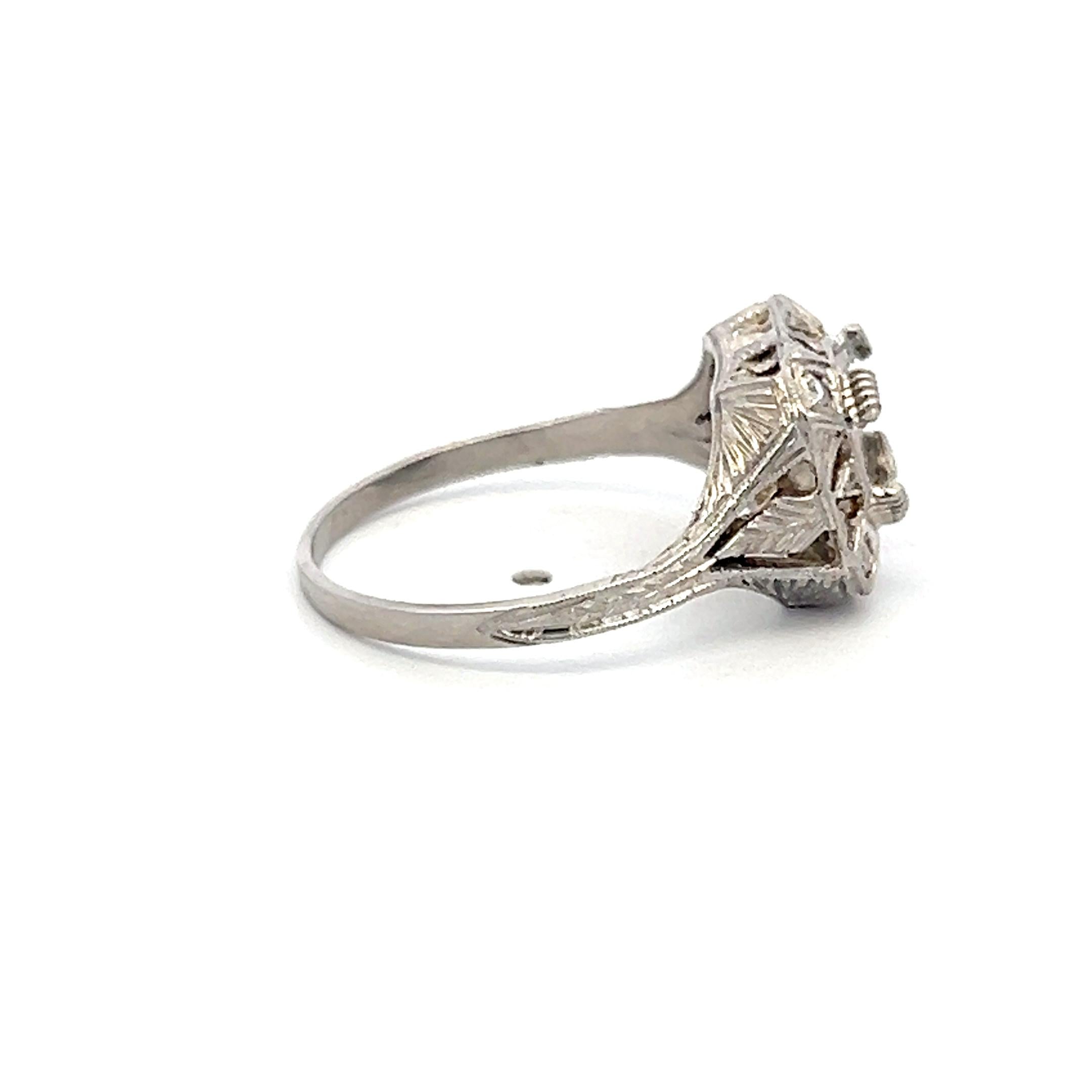 Antique Platinum Semi Mount Ring with 0.04 Carat Diamond Fits 6.27*6.4 MM 1.00ct