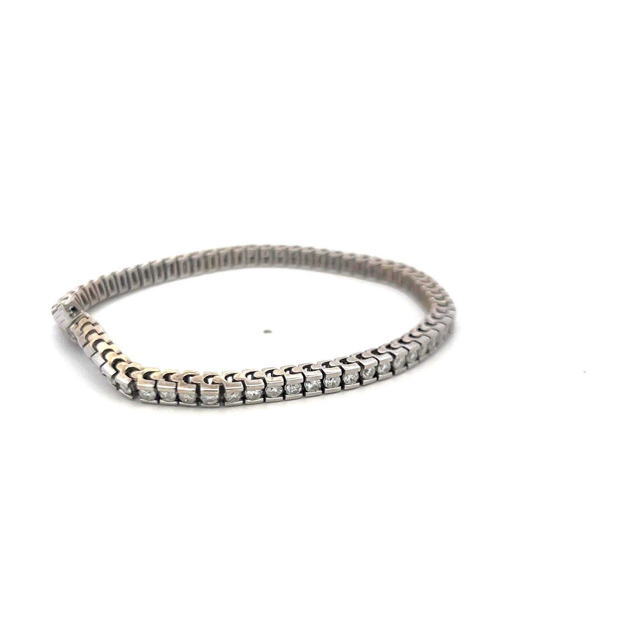 1.90 Carat I SI Diamond Tennis Bracelet in 14K White Gold Vintage Estate
