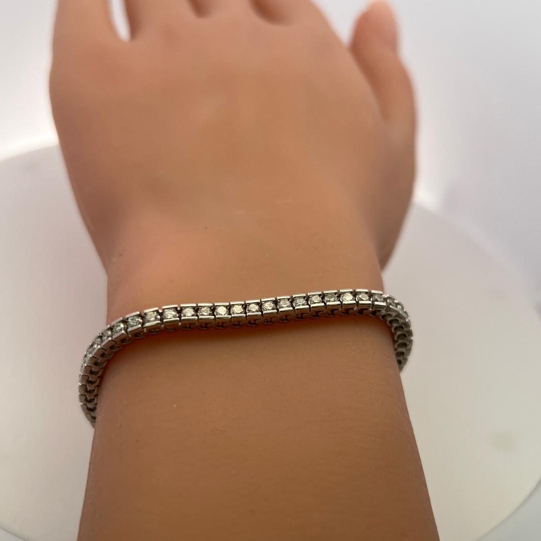 1.90 Carat I SI Diamond Tennis Bracelet in 14K White Gold Vintage Estate