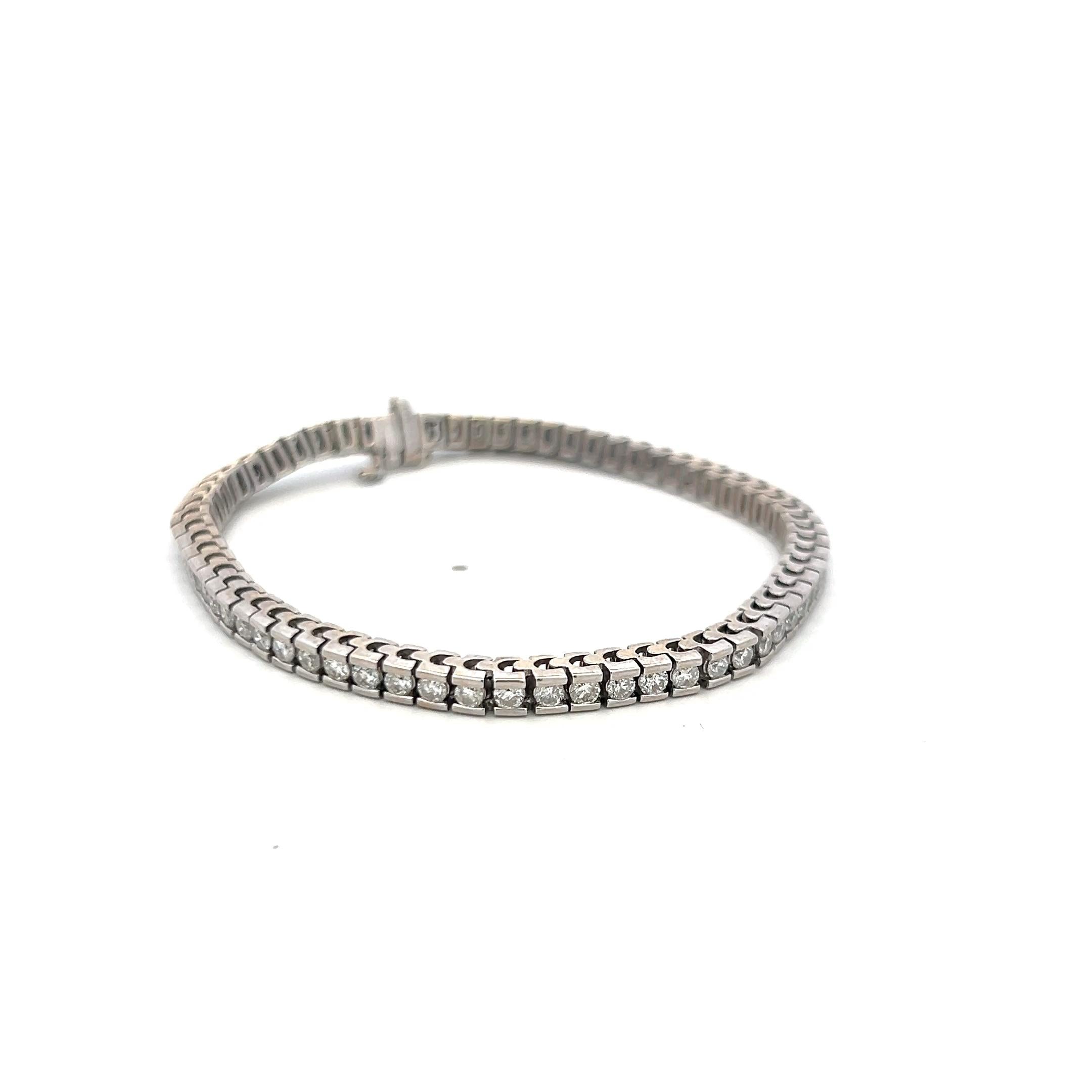 1.90 Carat I SI Diamond Tennis Bracelet in 14K White Gold Vintage Estate