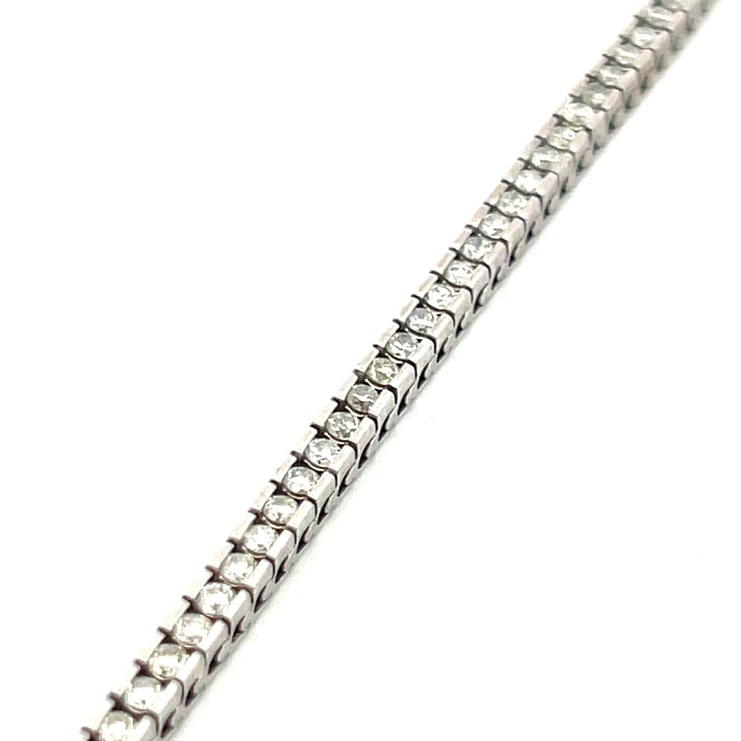 1.90 Carat I SI Diamond Tennis Bracelet in 14K White Gold Vintage Estate