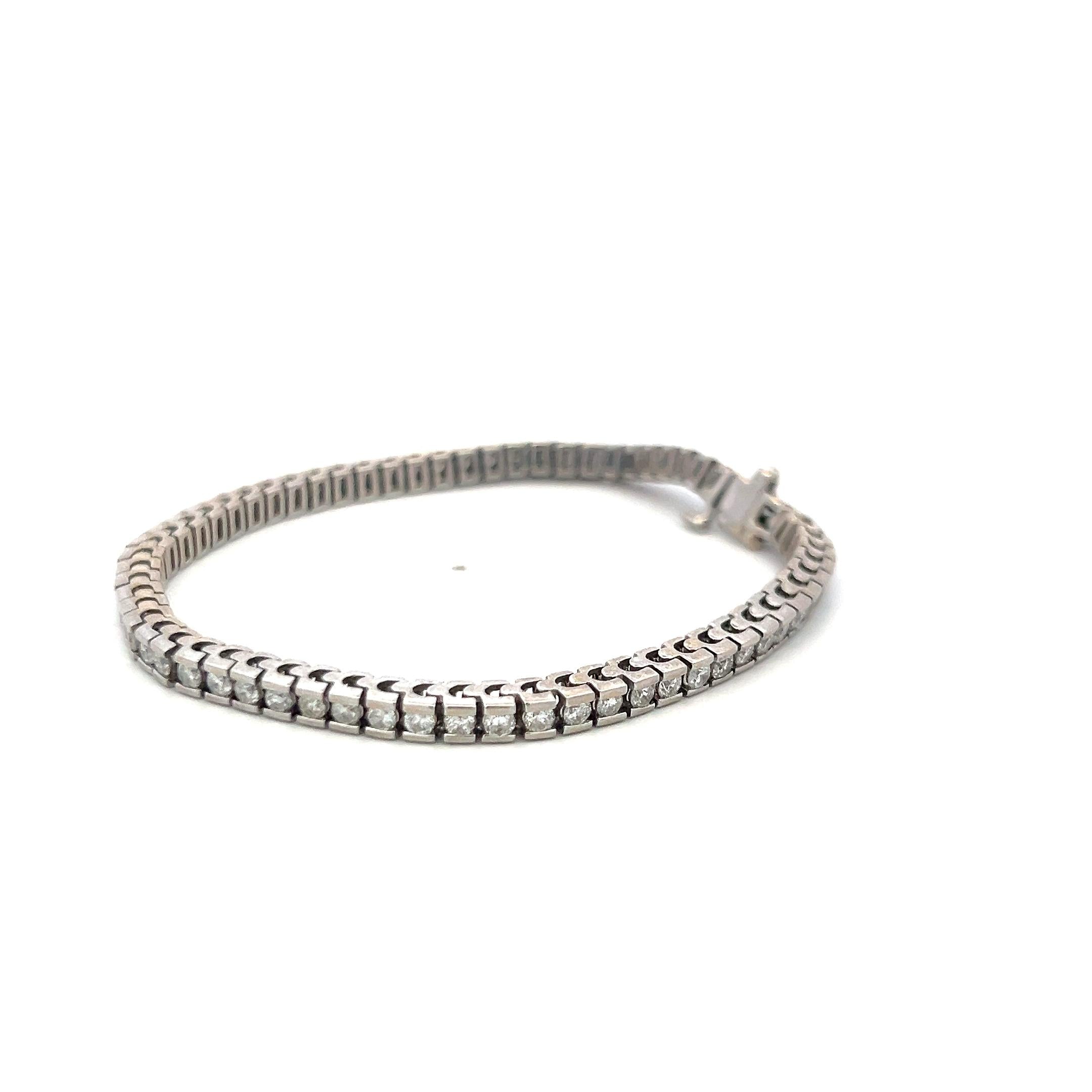 1.90 Carat I SI Diamond Tennis Bracelet in 14K White Gold Vintage Estate