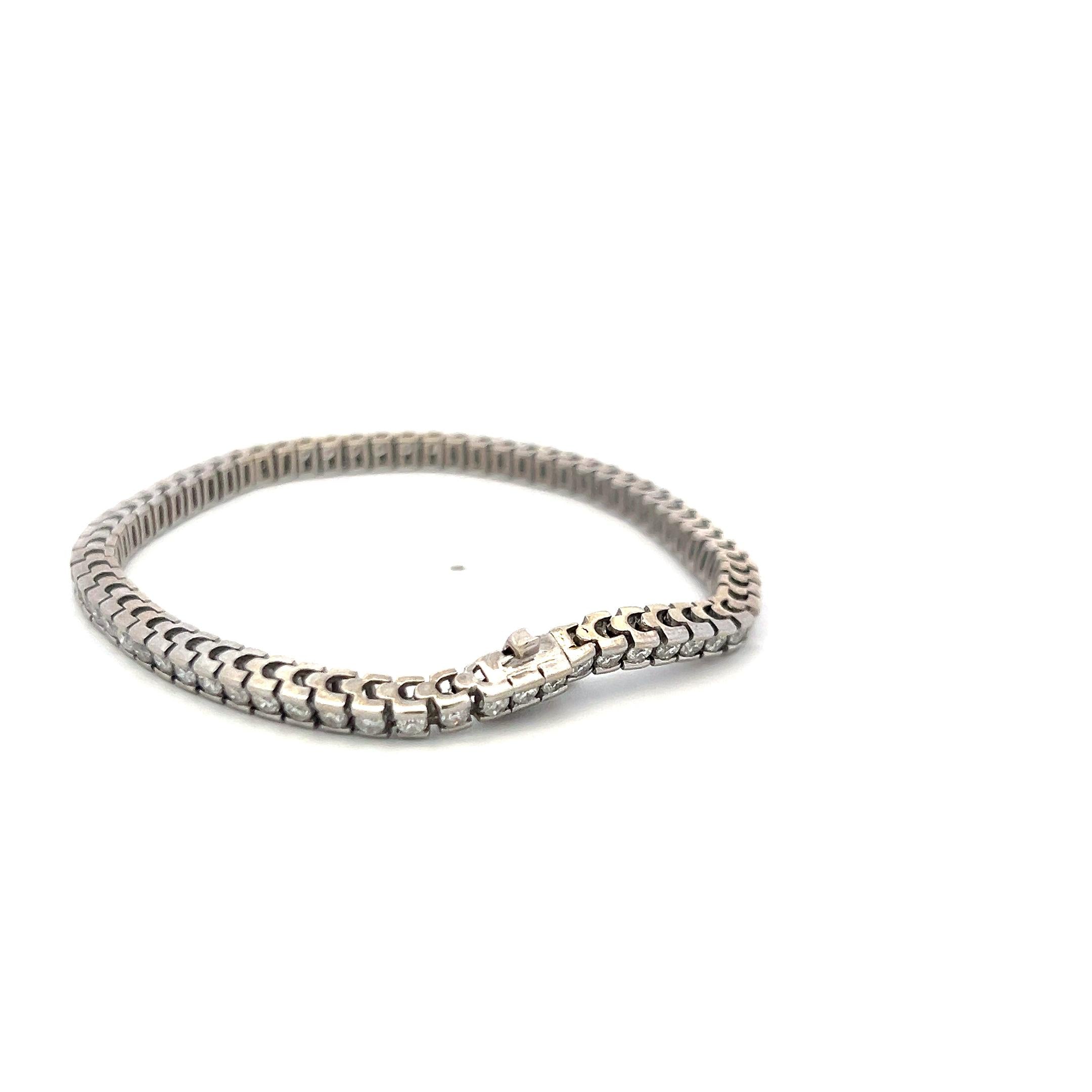 1.90 Carat I SI Diamond Tennis Bracelet in 14K White Gold Vintage Estate