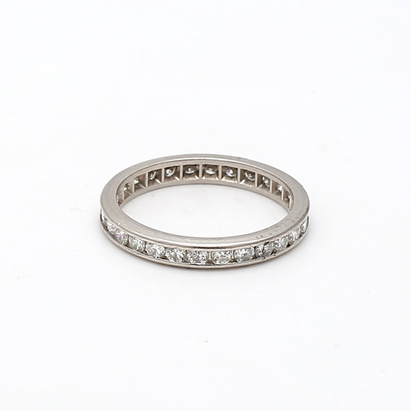 0.90 Carat Round Brilliant G SI1 Diamond Platinum Band Ring