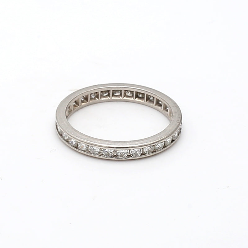 0.90 Carat Round Brilliant G SI1 Diamond Platinum Band Ring