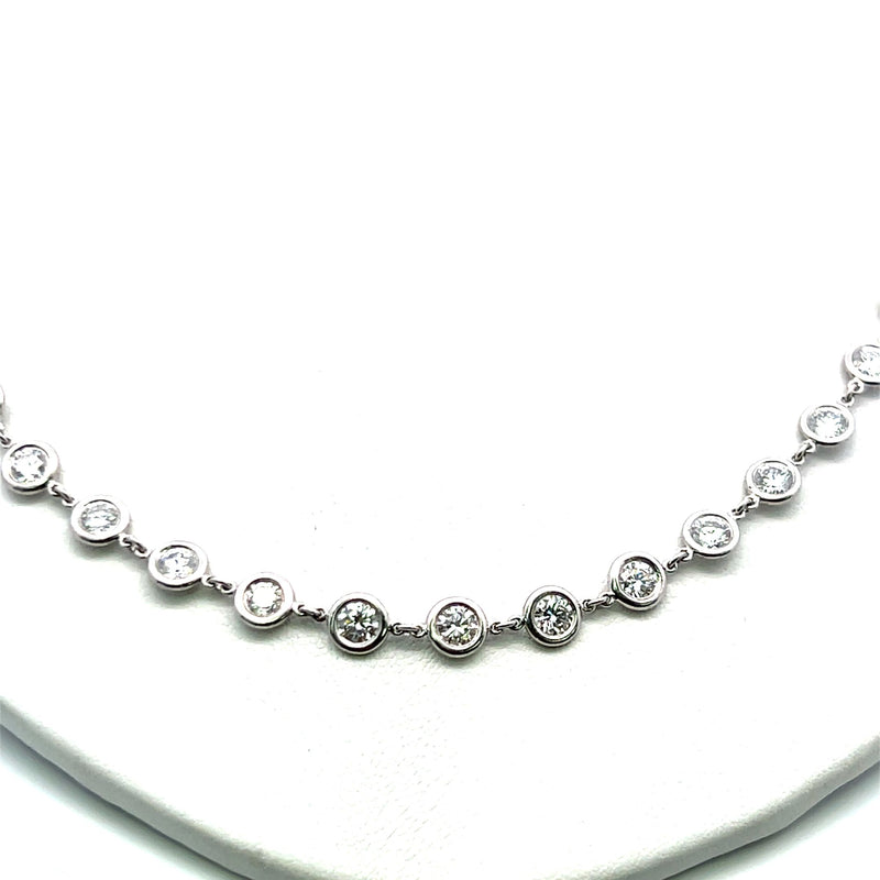 8.54 Carat G-VS1 Diamond Platinum Bezel Riviera Necklace