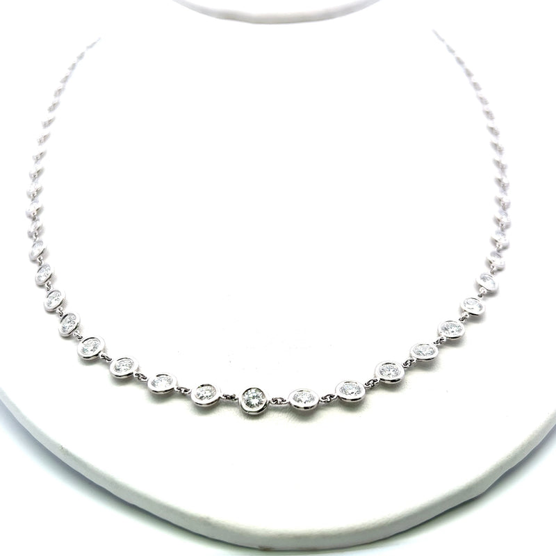 8.54 Carat G-VS1 Diamond Platinum Bezel Riviera Necklace