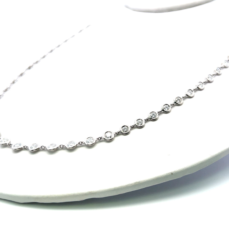 8.54 Carat G-VS1 Diamond Platinum Bezel Riviera Necklace