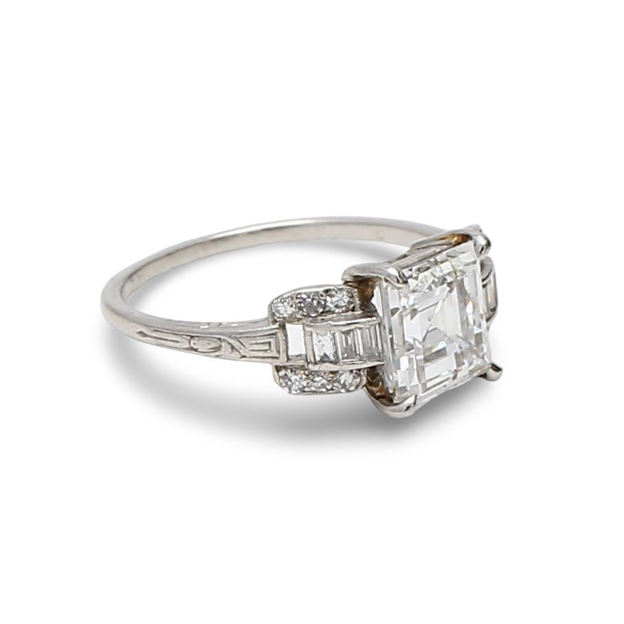 Platinum Wedding Ring with 2.24 Carat Asscher Cut Diamond Size 6.5 D IF GIA