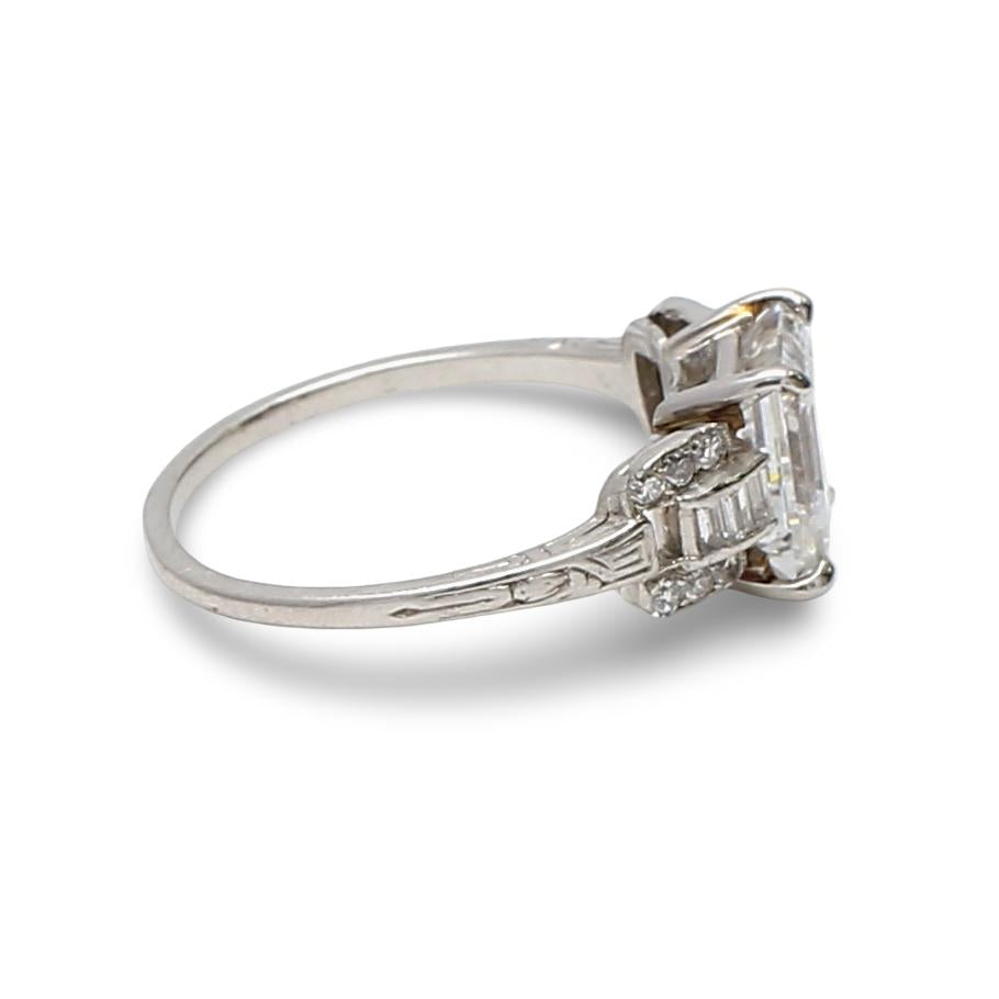 Platinum Wedding Ring with 2.24 Carat Asscher Cut Diamond Size 6.5 D IF GIA