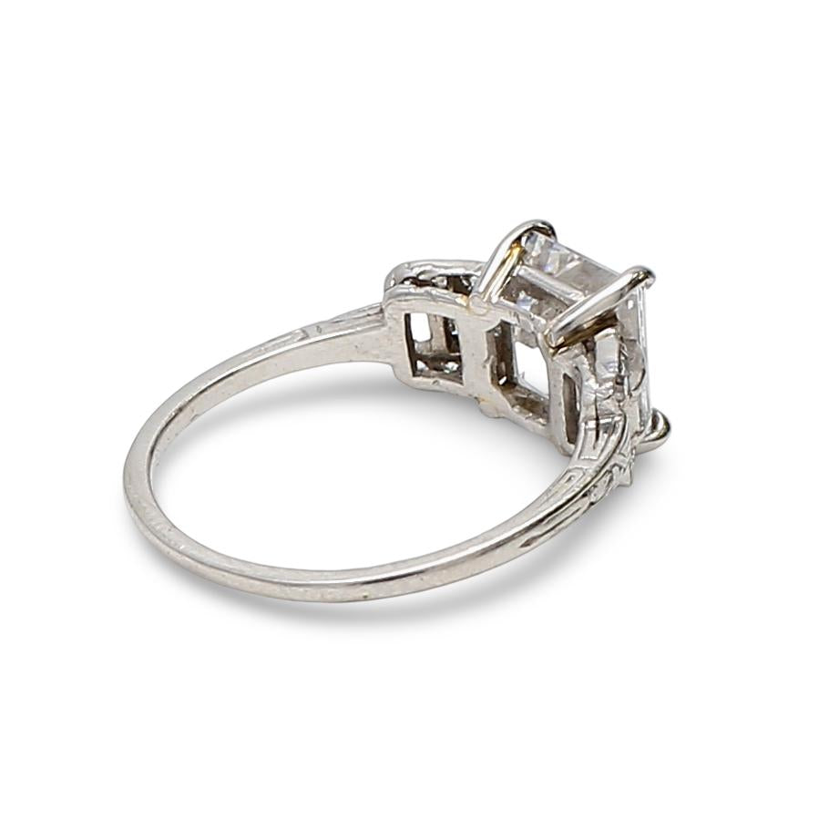 Platinum Wedding Ring with 2.24 Carat Asscher Cut Diamond Size 6.5 D IF GIA