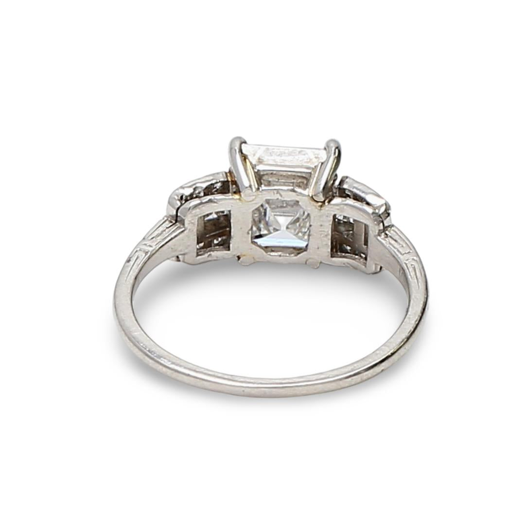 2.24 Carat Asscher Cut Shape D-IF Diamond Platinum Art Deco Ring