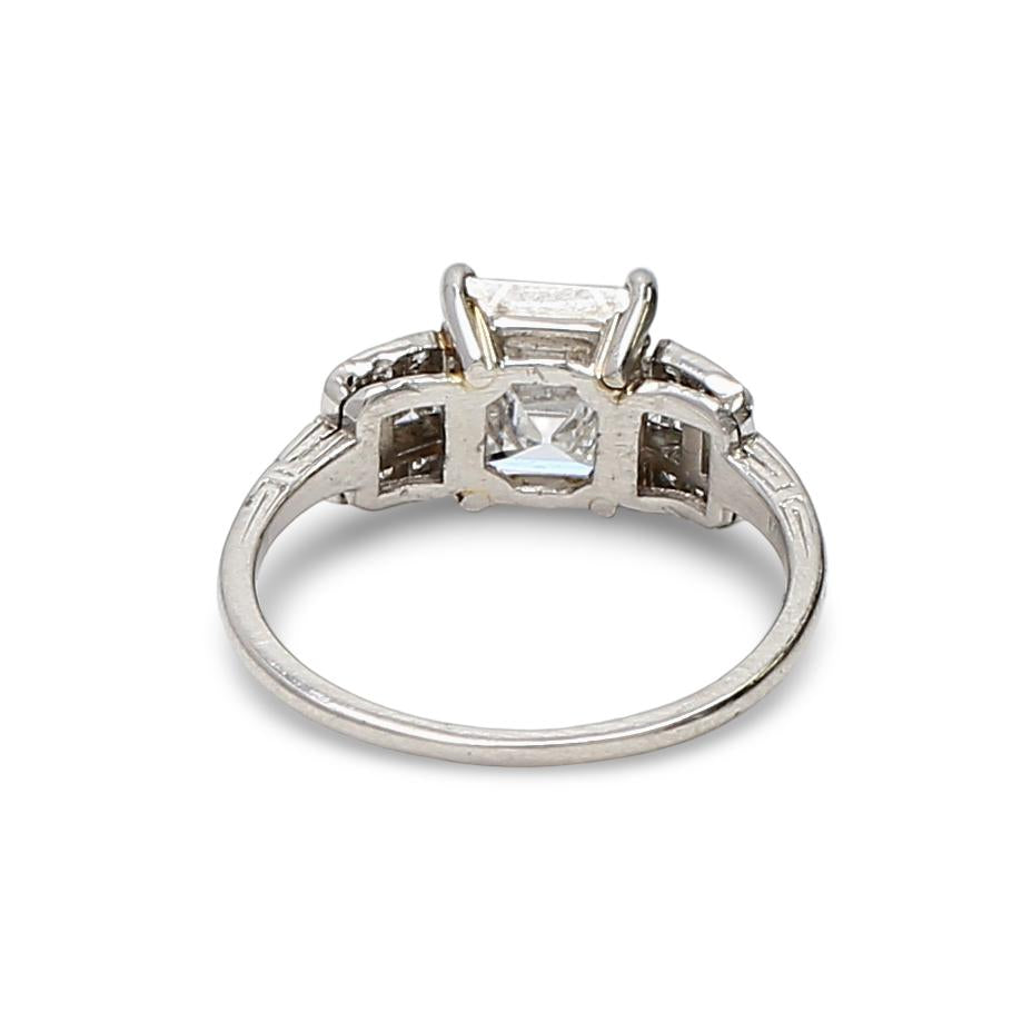 Platinum Wedding Ring with 2.24 Carat Asscher Cut Diamond Size 6.5 D IF GIA