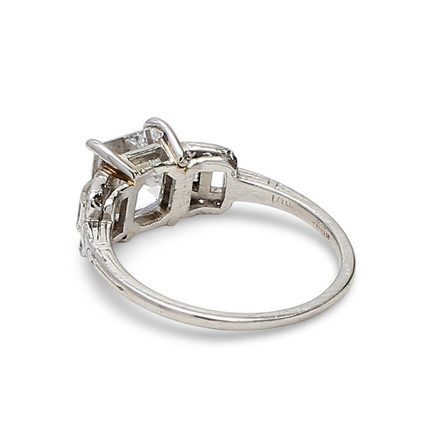 Platinum Wedding Ring with 2.24 Carat Asscher Cut Diamond Size 6.5 D IF GIA