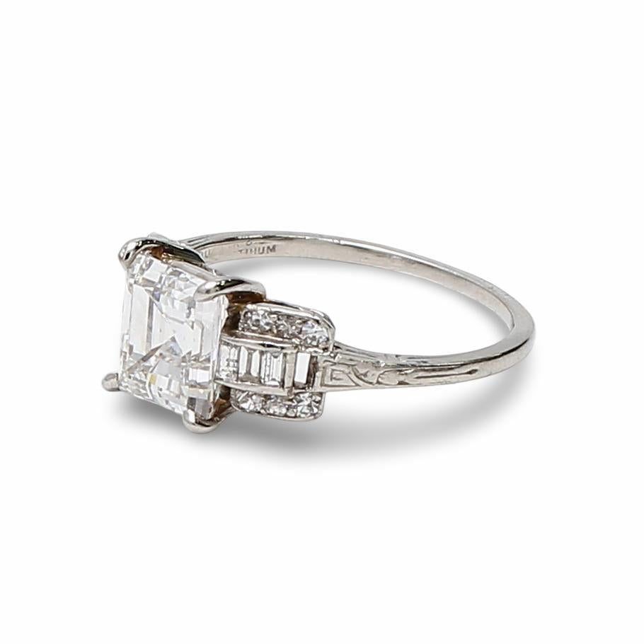 Platinum Wedding Ring with 2.24 Carat Asscher Cut Diamond Size 6.5 D IF GIA