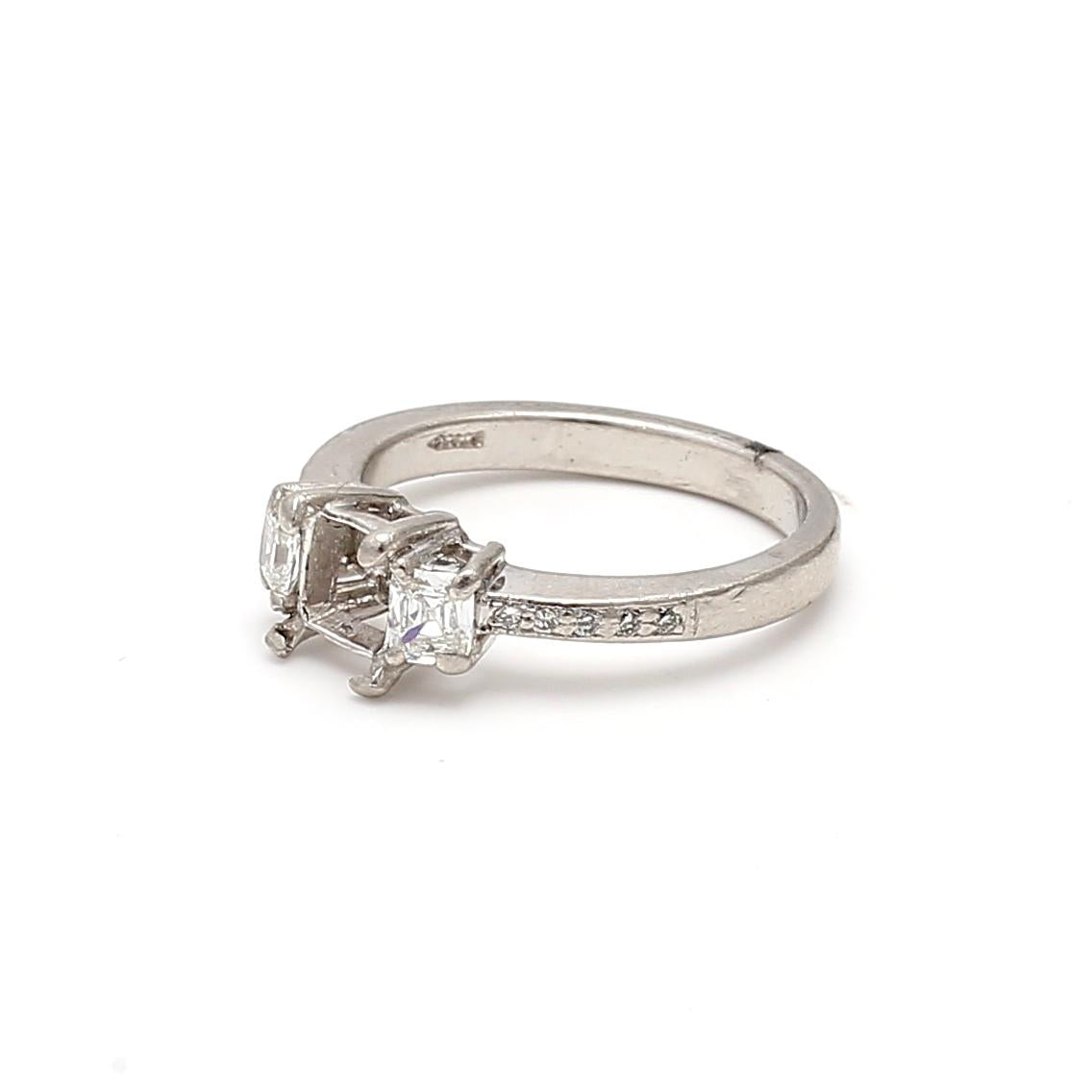 Tacori 0.63ct Cushion & Round Brilliant G VS Diamond Platinum Semi-Mount Ring