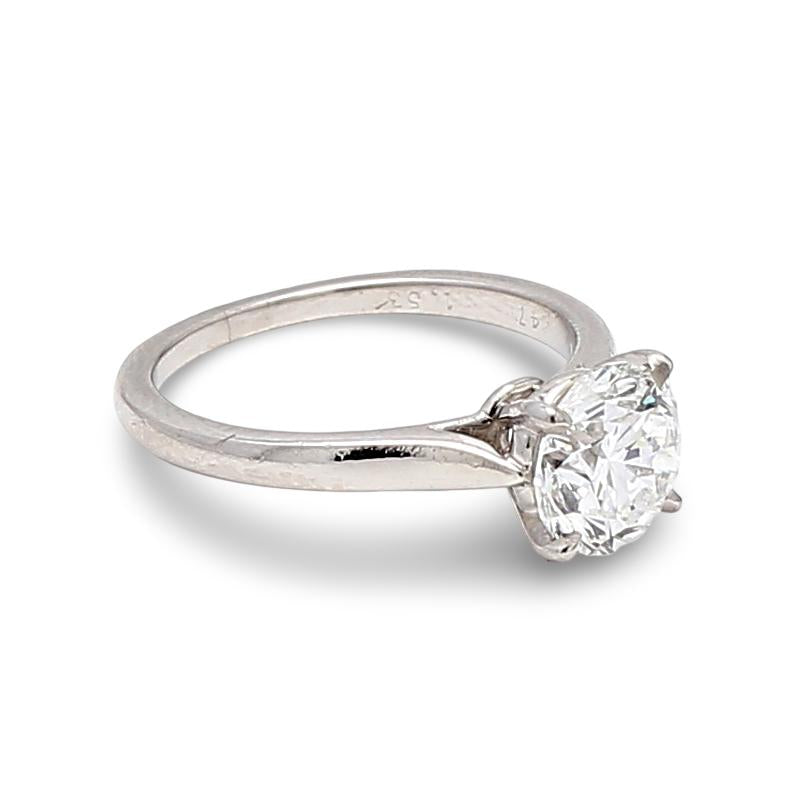 Cartier 1.53 Carat Round Brilliant Shape E-VS1 Diamond Platinum Engagement Ring