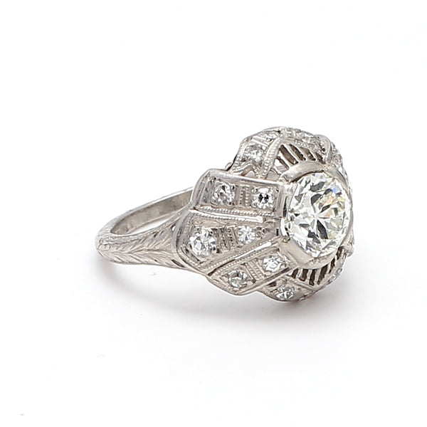 1.03 Carat Circular Brilliant Cut J VS2 Diamond Platinum Wedding Ring