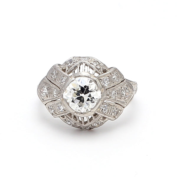1.03 Carat Circular Brilliant Cut J VS2 Diamond Platinum Wedding Ring
