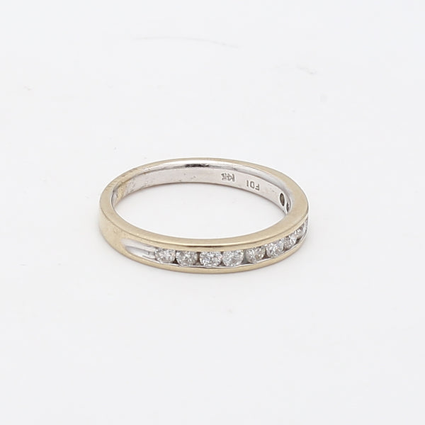 0.55 Carat Round Brilliant H VS2 Diamond 14 Karat White Gold Band Ring