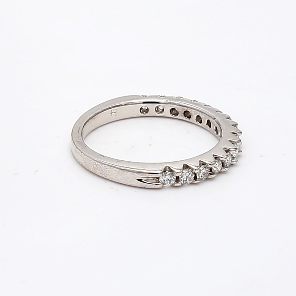 0.80 Carat Round Brilliant F VS1 Diamond 14 Karat White Gold Band Ring