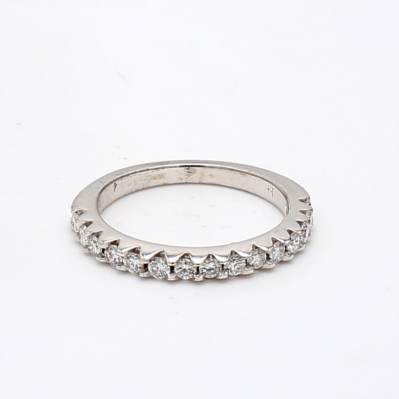 0.80 Carat Round Brilliant F VS1 Diamond 14 Karat White Gold Band Ring