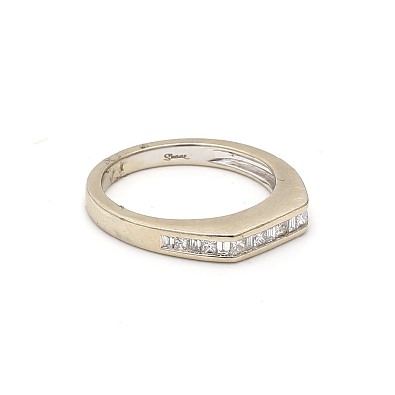 0.34 Carat Princess Cut Diamond 14 Karat White Gold Band Ring