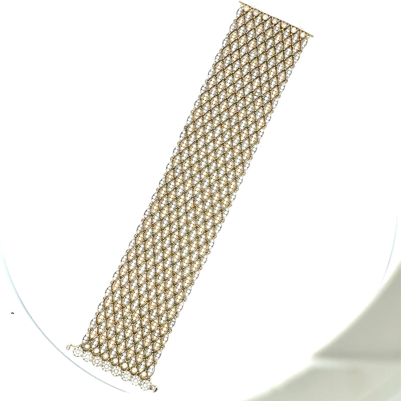 15.00 Carat Round Brilliant G VS1 Diamond Gold Link Bracelet