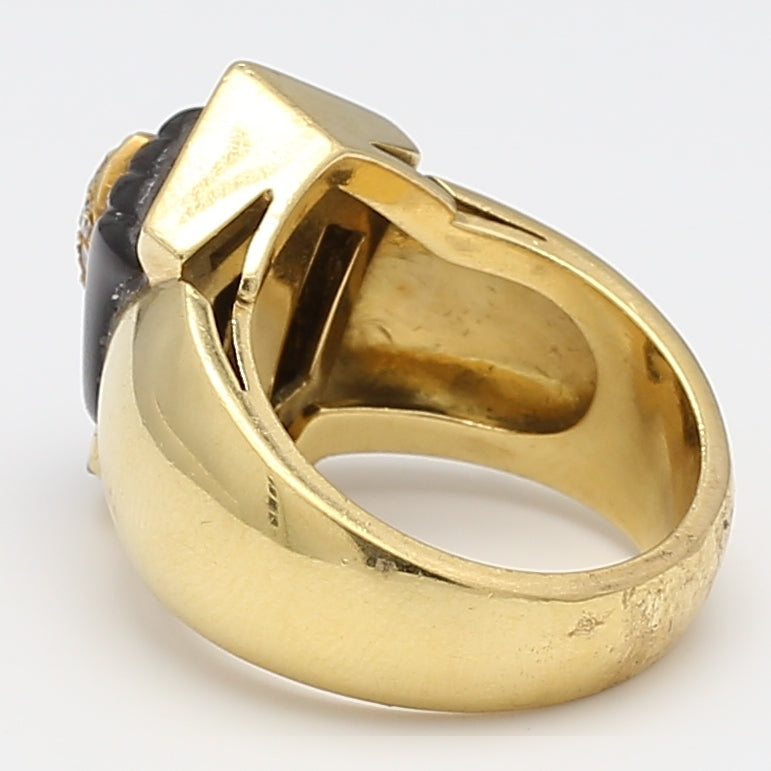 1.15 Carat Princess Cut and Round Brilliant Diamond 18K Yellow Gold Cocktail Ring