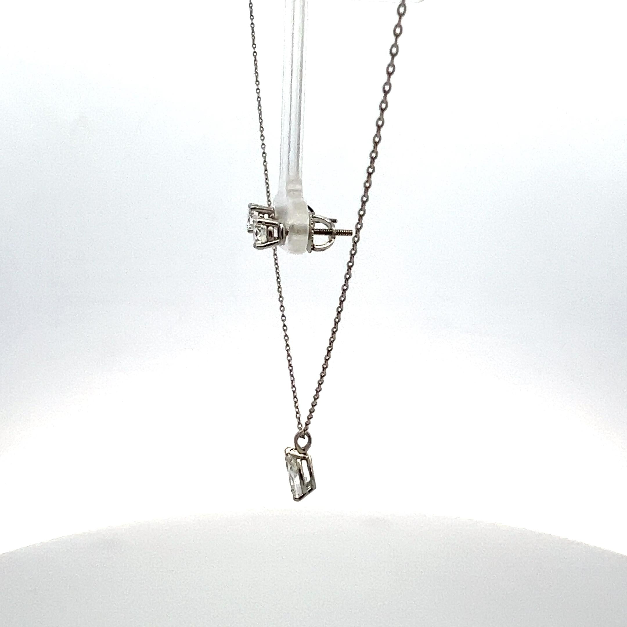 Tiffany & Co Platinum Necklace & Earring Set 1.76ct Pear & Round G VS1 Diamonds