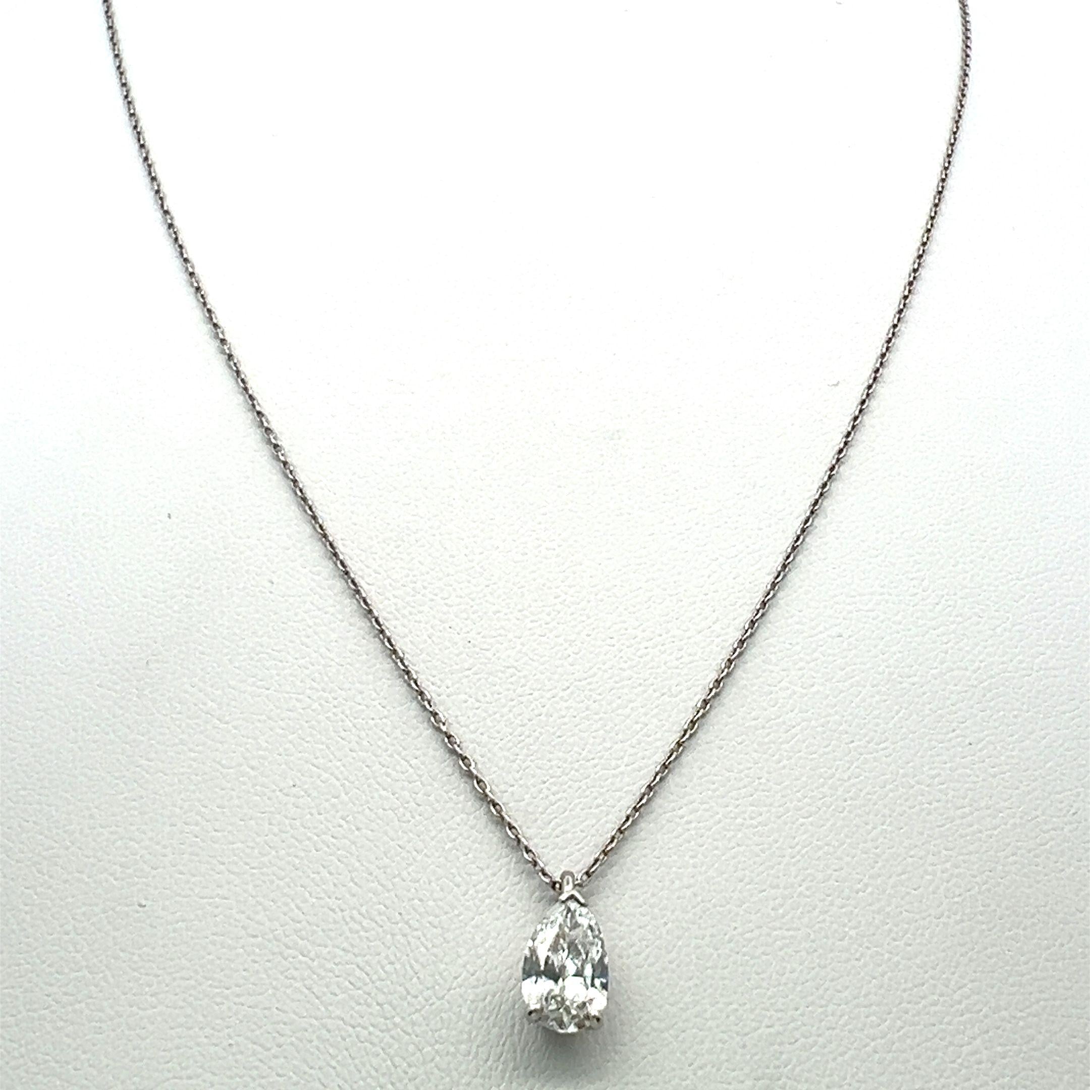 Tiffany & Co Platinum Necklace & Earring Set 1.76ct Pear & Round G VS1 Diamonds