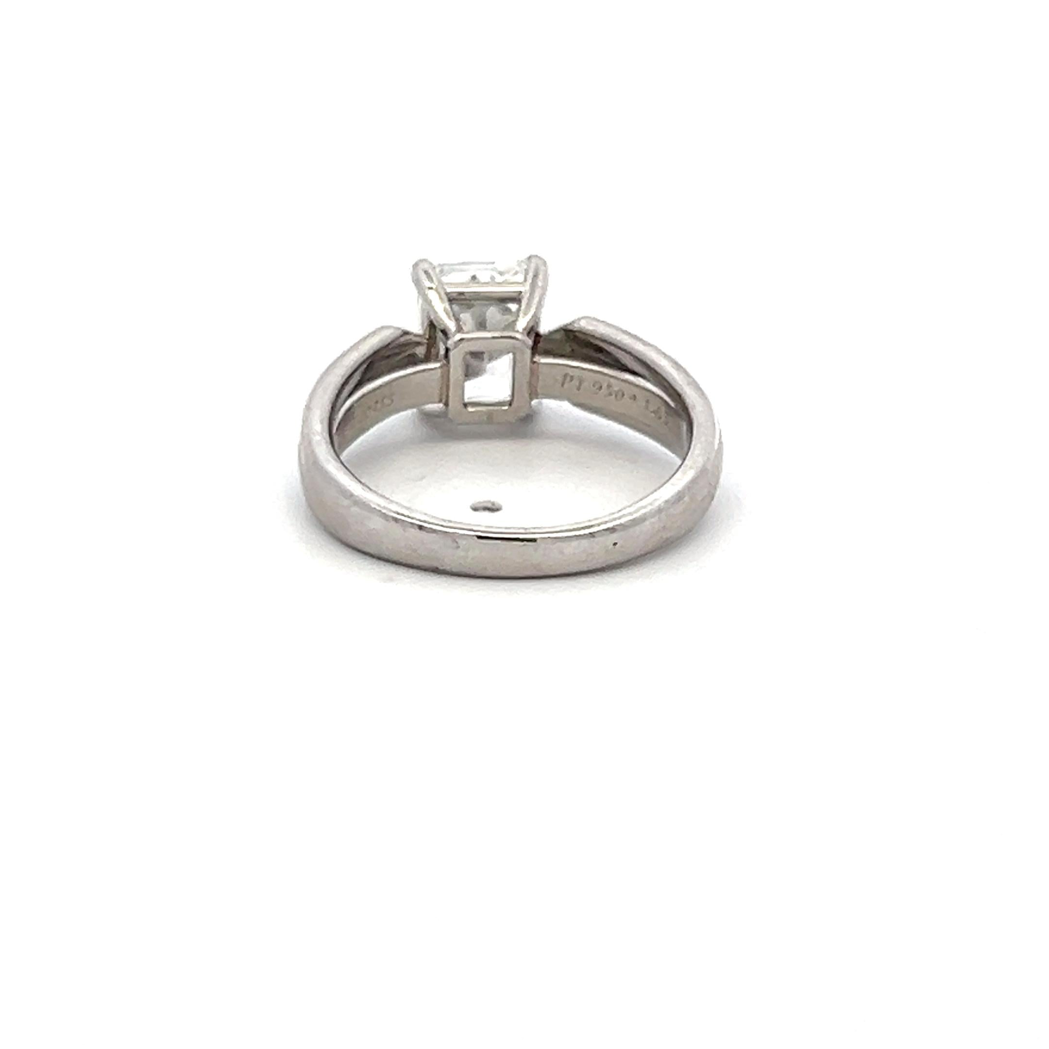 Cartier 1.63 Carat Radiant Shape F-VS1 Diamond Platinum Engagement Ring