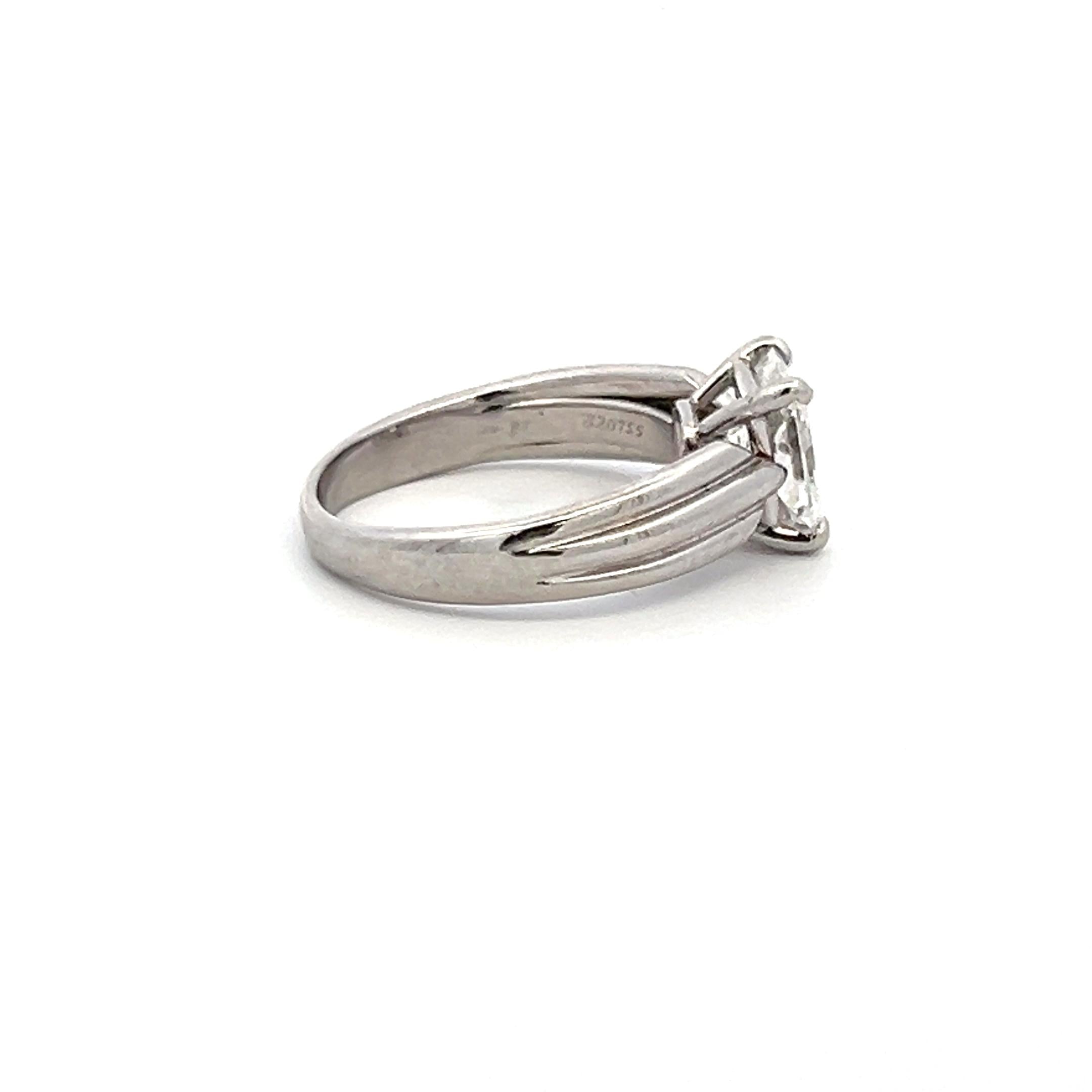 Cartier 1.63 Carat Radiant Shape F-VS1 Diamond Platinum Engagement Ring