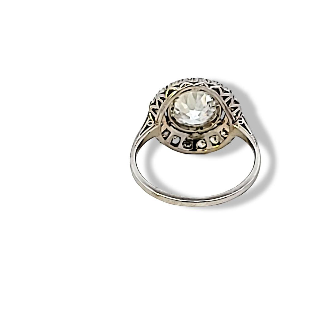 Vintage 2.22 Carat Round Brilliant F-IF Diamond Platinum Halo Ring