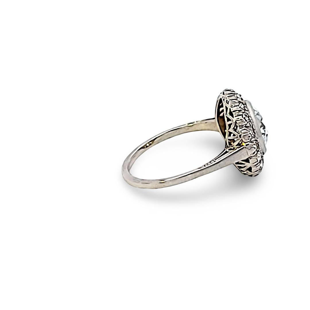 Vintage 2.22 Carat Round Brilliant F-IF Diamond Platinum Halo Ring