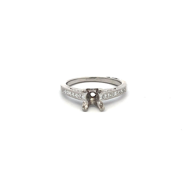 Tacori 0.24 Carat Princess and Round Diamond Platinum Semi Mount Ring