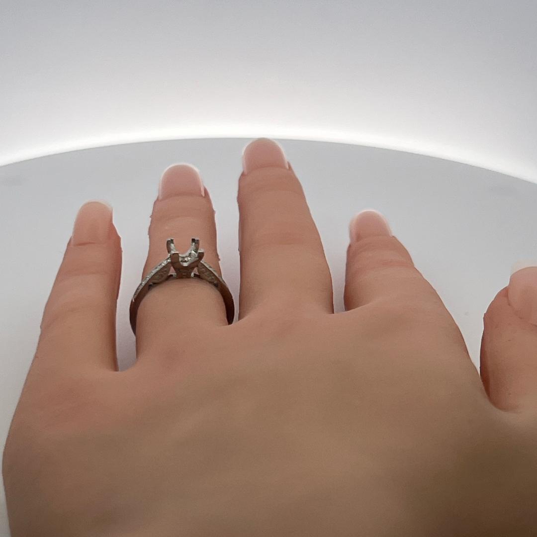 Tacori 0.24 Carat Princess and Round Diamond Platinum Semi Mount Ring