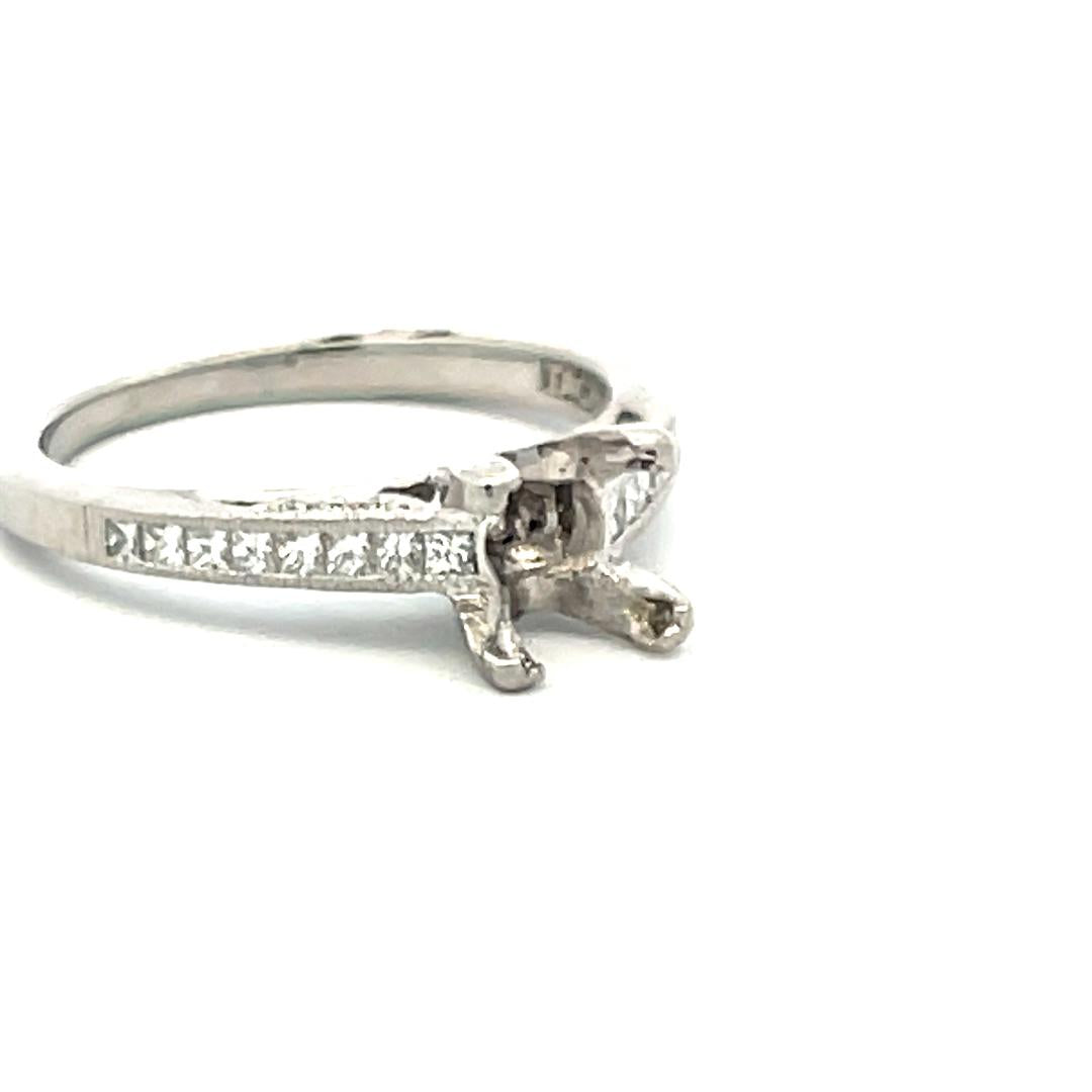 Tacori 0.24 Carat Princess and Round Diamond Platinum Semi Mount Ring