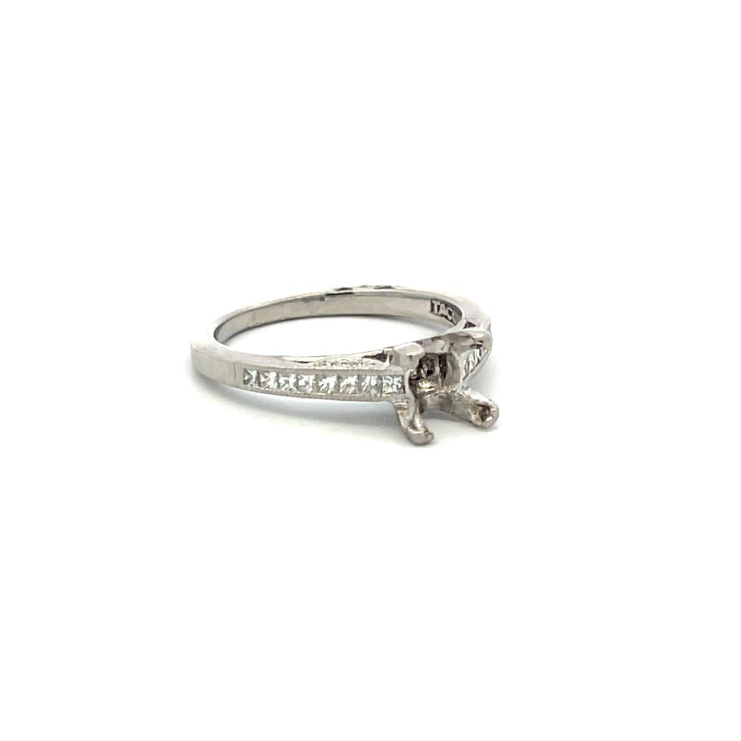 Tacori 0.24 Carat Princess and Round Diamond Platinum Semi Mount Ring